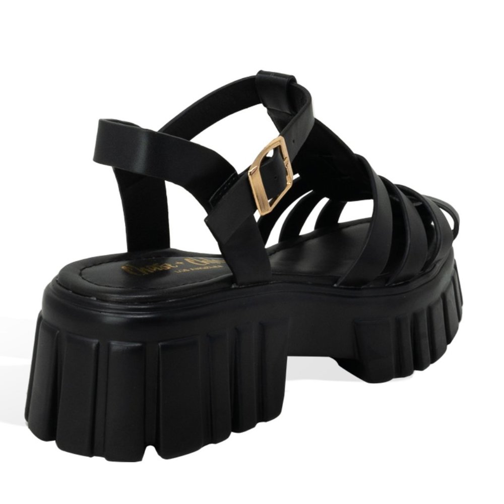 Women 's Platform Wedge Sandals Open Toe Adjustable Ankle Strap Chunky Heel - Picture 3 of 4